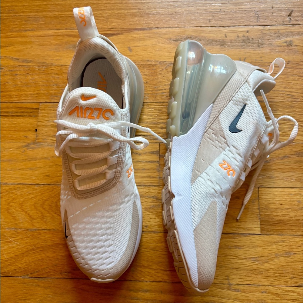 Nike Air Max 270 Cream and Orange Sneakers